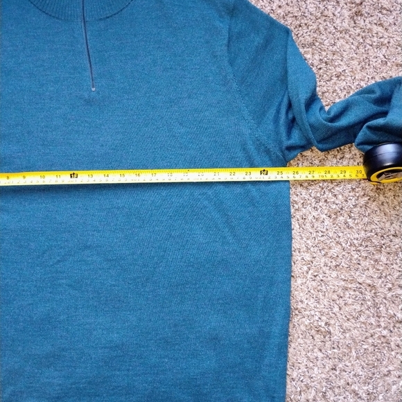 NEW Artefact teal pullover, size 2XL, 100% merino wool, mock neck zip - Picture 2 of 4